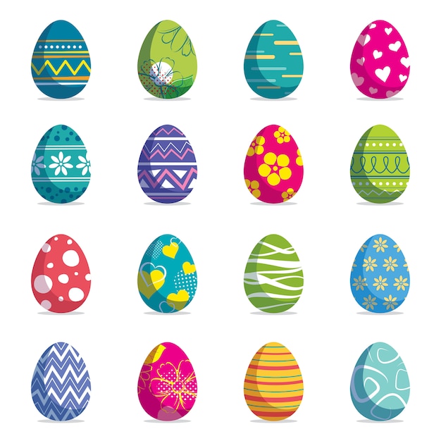 Set of easter eggs isolated background. 