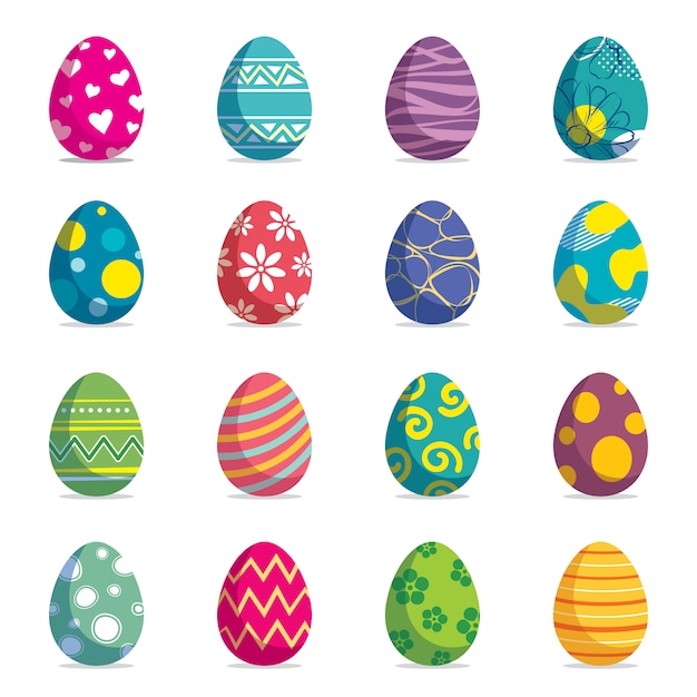 Set of easter eggs isolated background. 