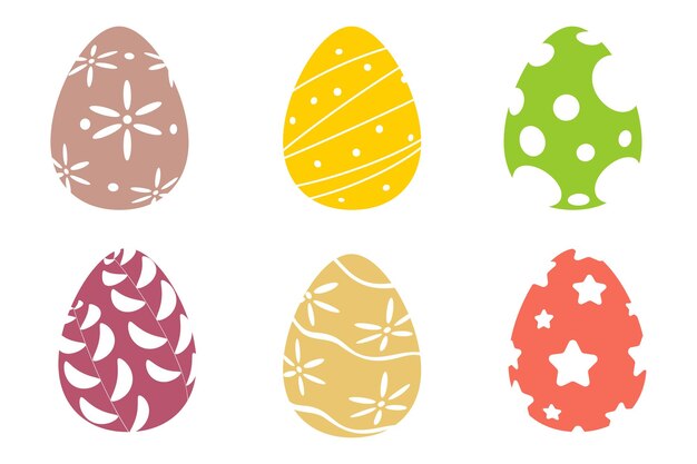set of easter eggs on isolated backgroundcolored chicken eggs with ornament