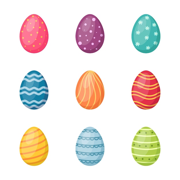 Set of easter eggs on white background. happy easter, vector illustration