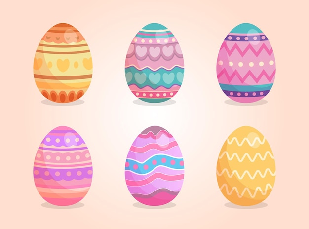 Vector set of easter eggs with different texture