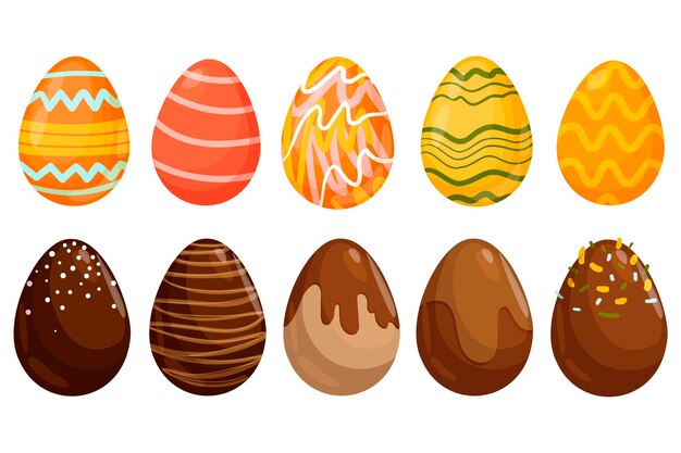 set of Easter eggs with different textures