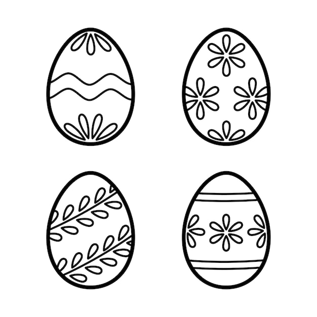 Set di uova di pasqua con ornamento in stile doodle