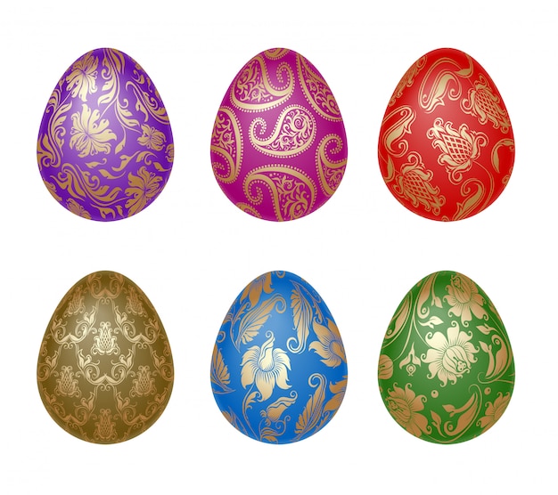 Set of Easter eggs with ornaments