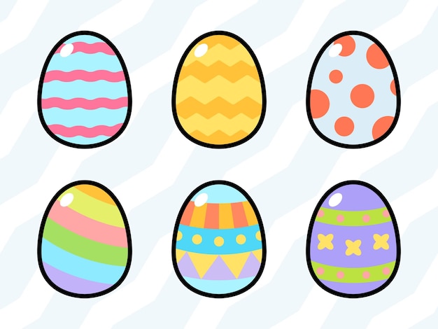 Vector set of easter eggs with outline