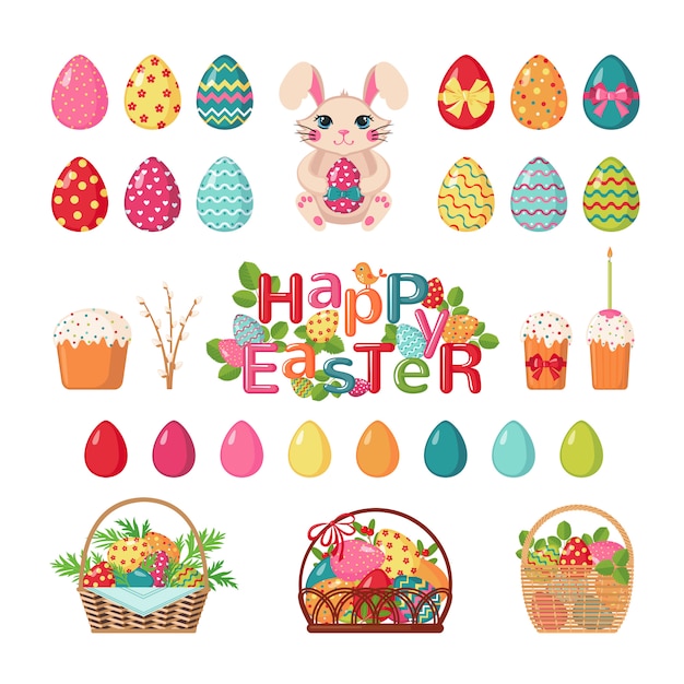 Set of easter icons.