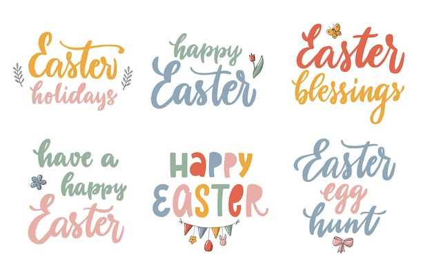 Set of Easter lettering and calligraphy quotes