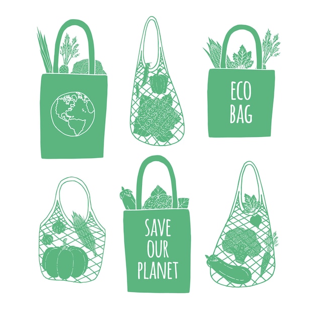 Vector set of eco bags