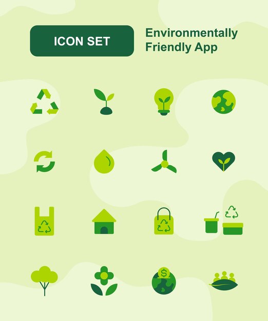 Vector set of eco friendly app icons