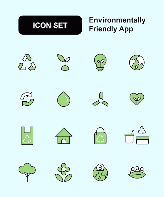 Vector set of eco friendly app icons