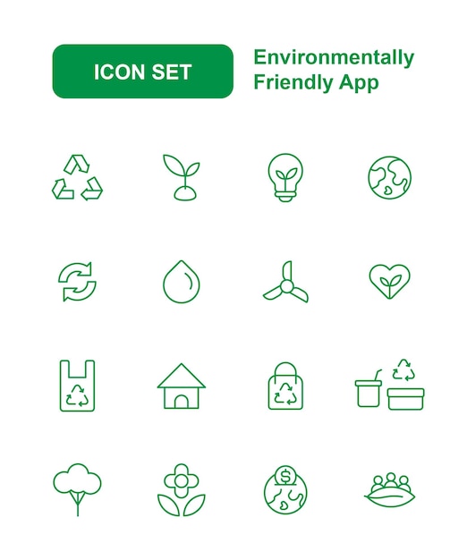 Vector set of eco friendly app icons