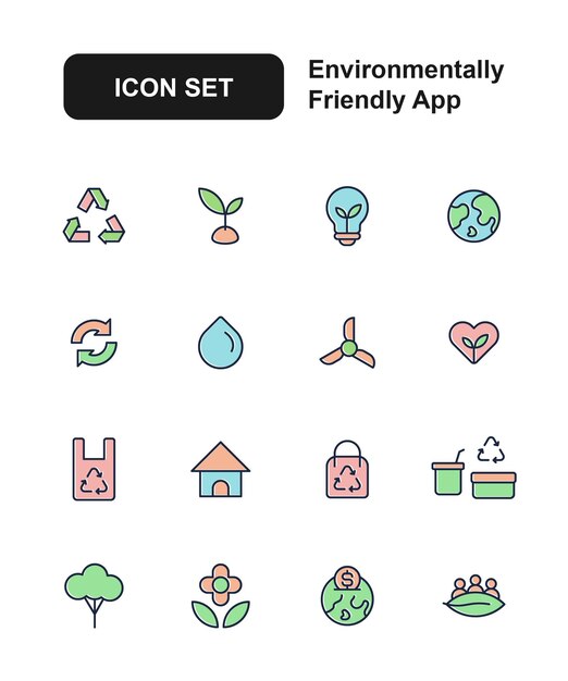 Vector set of eco friendly app icons