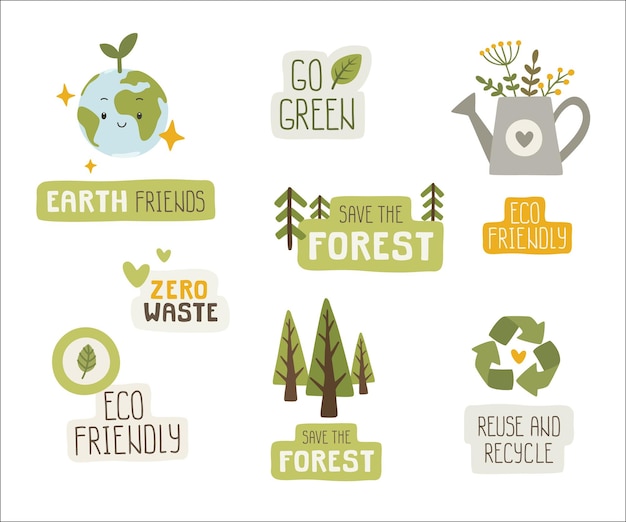 Set di adesivi ecologici.