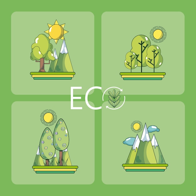 Set of eco icons and symbols collection