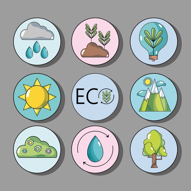 Vector set ecology conservation and environment care concept 