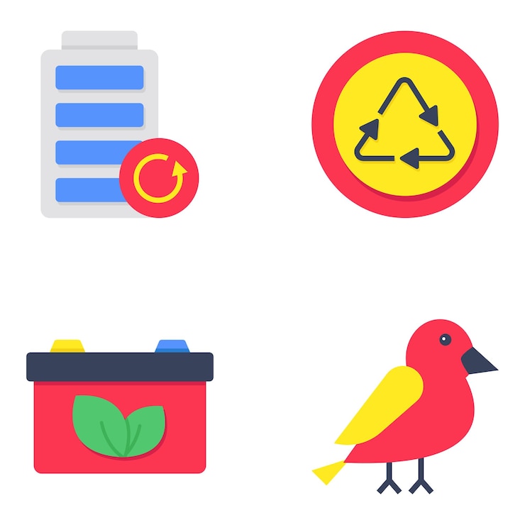 Vector set of ecology and farming flat icons