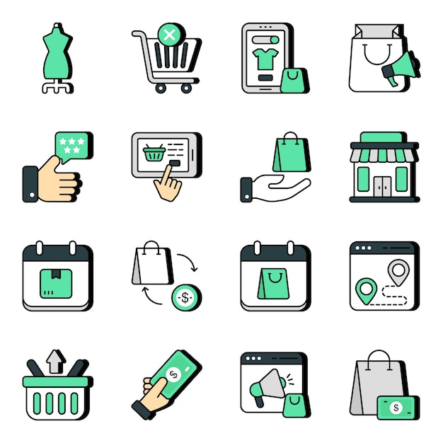 Vector set of ecommerce flat icons