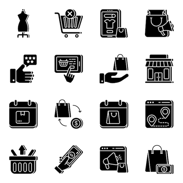 Set of Ecommerce Solid Icons