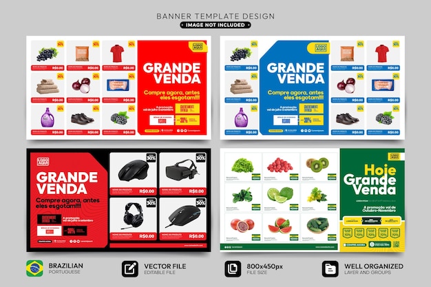 Set of editable banner templates for product catalog