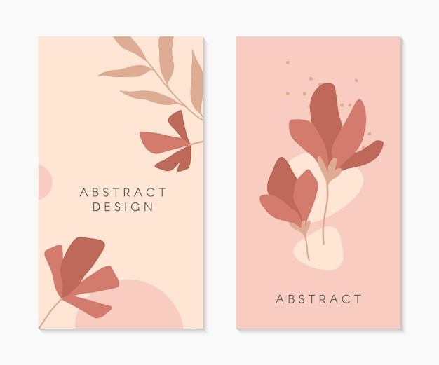 Set of editable insta story templates with copy space for text.Modern vector layouts with hand drawn organic shapes and florals.Trendy design for social media marketing,digital post,prints,banners.