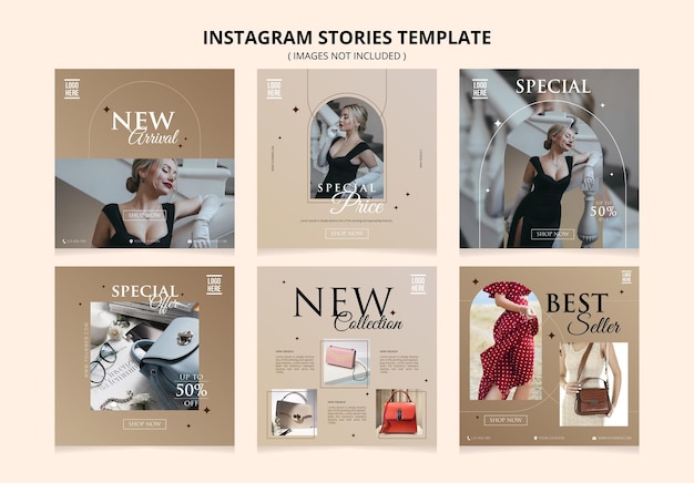 Set of editable minimal square fashion banner template suitable for social media post and web ads