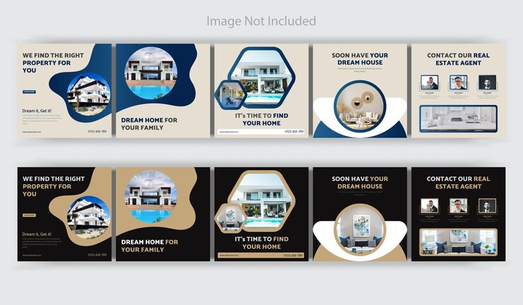 Set of editable social media carousel post-Template Design, Real Estate Social Media Post Bundle