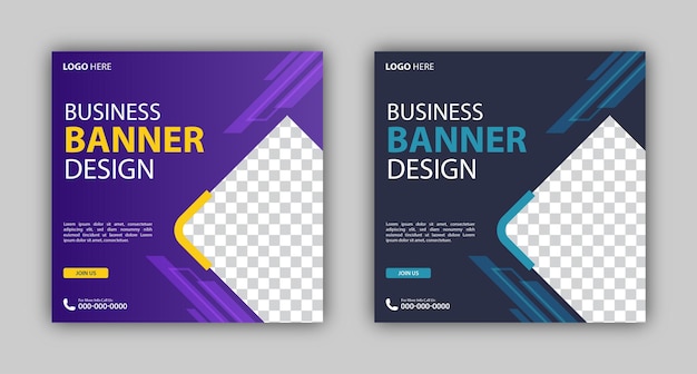 Set of Editable square business web banner design template background Suitable for social media