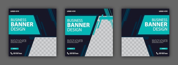 Vector set of editable square business web banner design template background suitable for social media