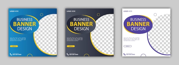 Set of editable square business web banner design template background suitable for social media