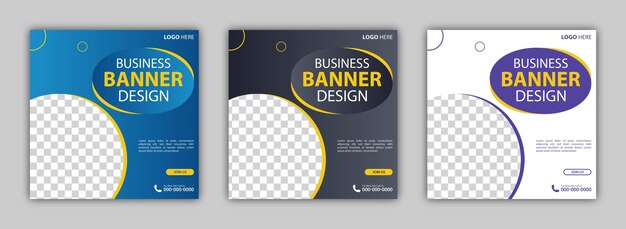 ソーシャル メディアに適した編集可能な正方形のビジネス Web バナー デザイン テンプレートの背景のセット