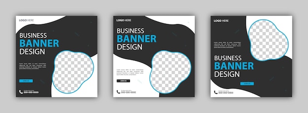 Set of Editable square business web banner design template background Suitable for social media