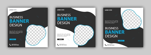 Set of editable square business web banner design template background suitable for social media