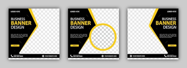 Vector set of editable square business web banner design template background suitable for social media