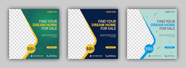 Set of Editable square business web banner design template background Suitable for social media