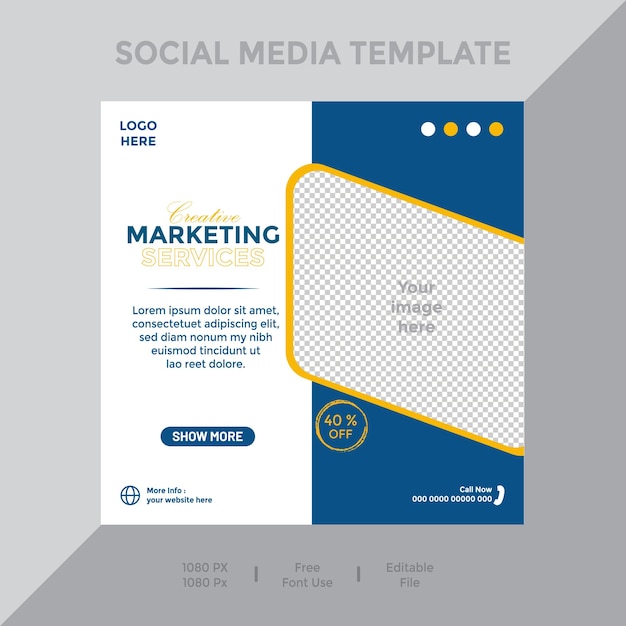 Set of Editable square business web banner design template with digital marketing