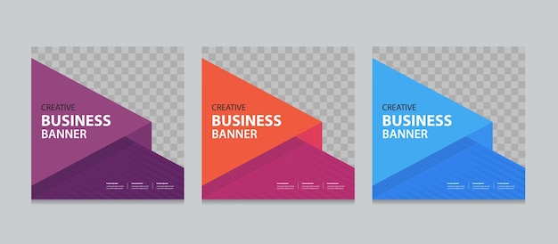 Vector set of editable square business web banner design template