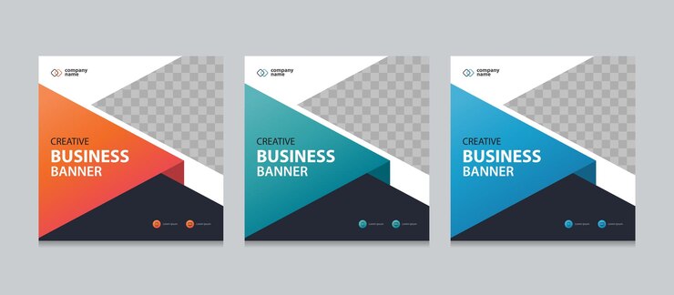 Set of Editable square business web banner design template