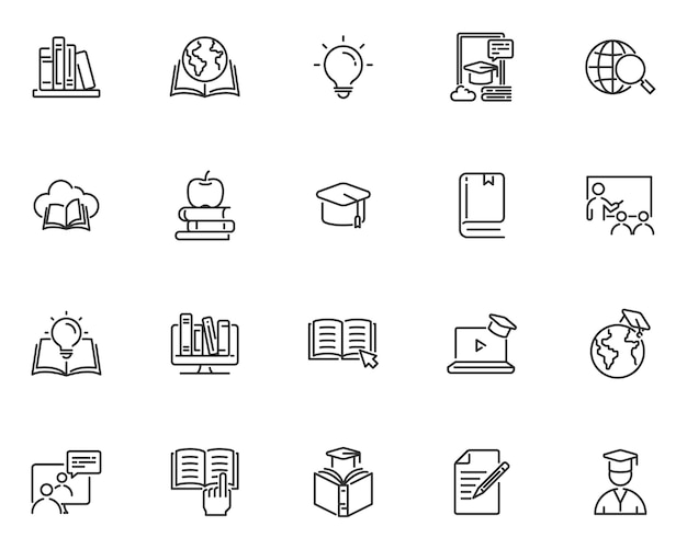 set of education icon learning library