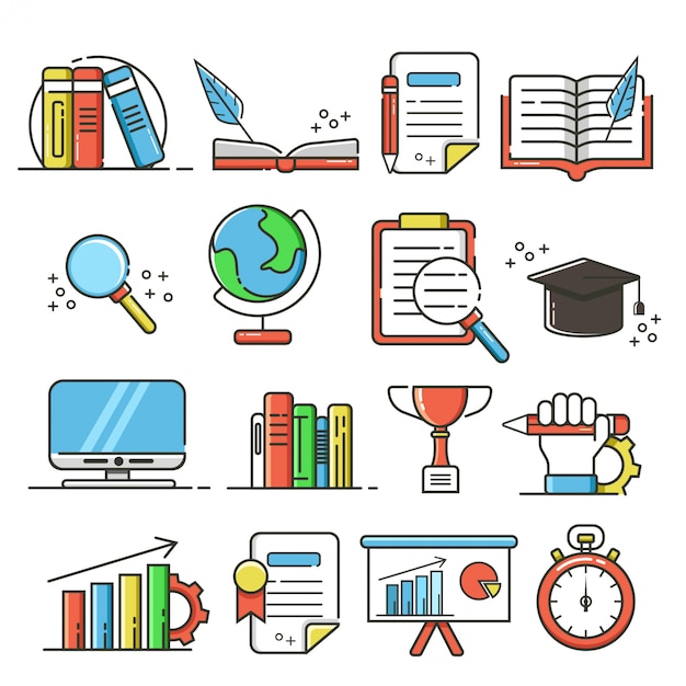 Vector set of education icons and elements