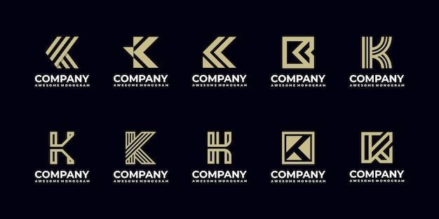 Set eerste letter K monogram logo ontwerpsjablonen