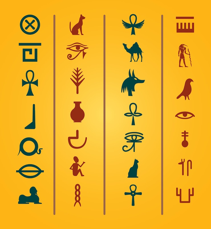 Set of egyptian symbols in flat design