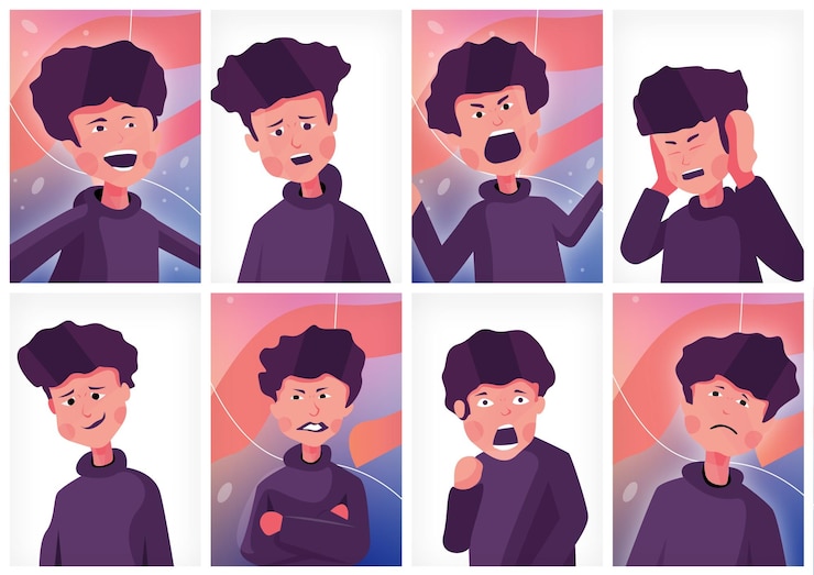 Vector set of eight expression