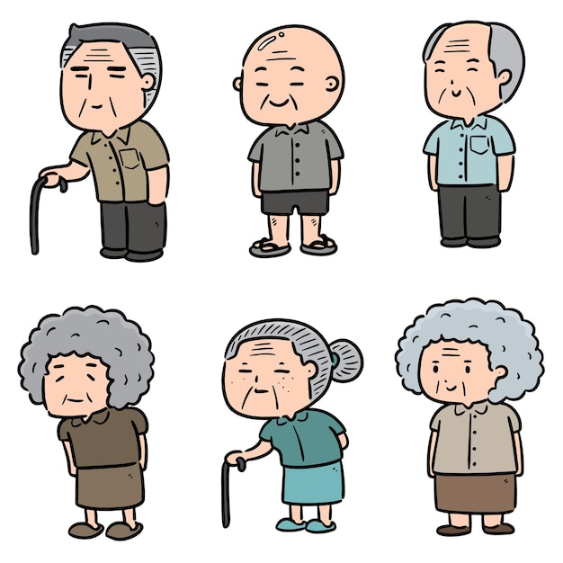 Vector set of elder people