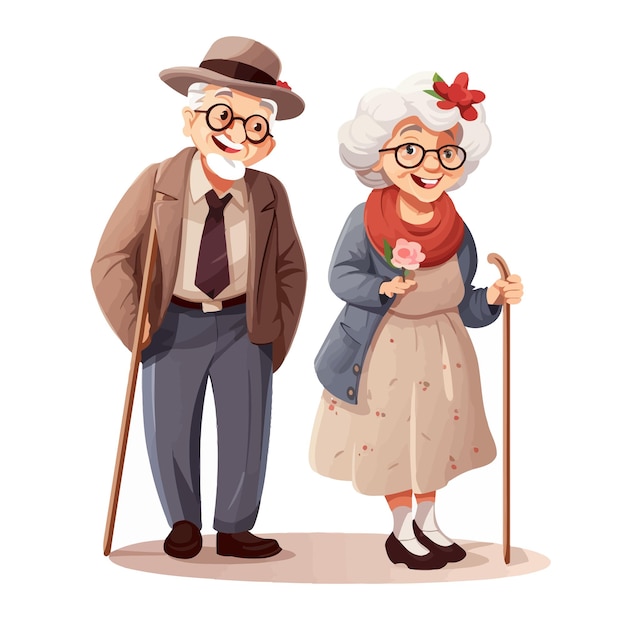 Vector set of elderly people