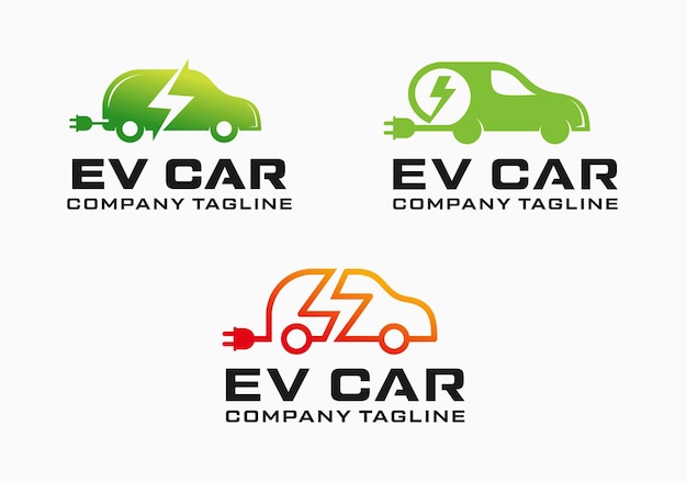 Set of electric vehicle car automobile logo design collection