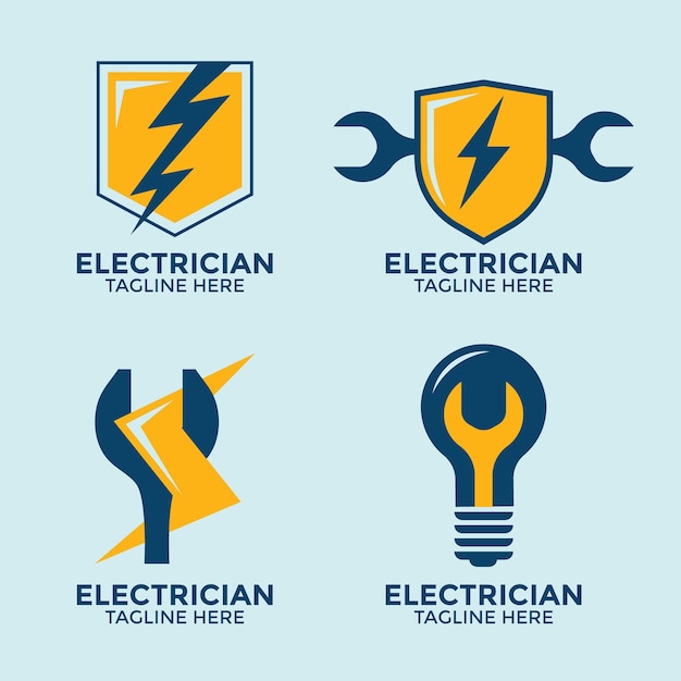 Set of electrician or repairman service badge