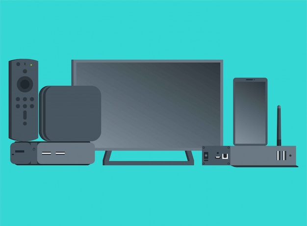 Vector a set of electronic items flat illustration