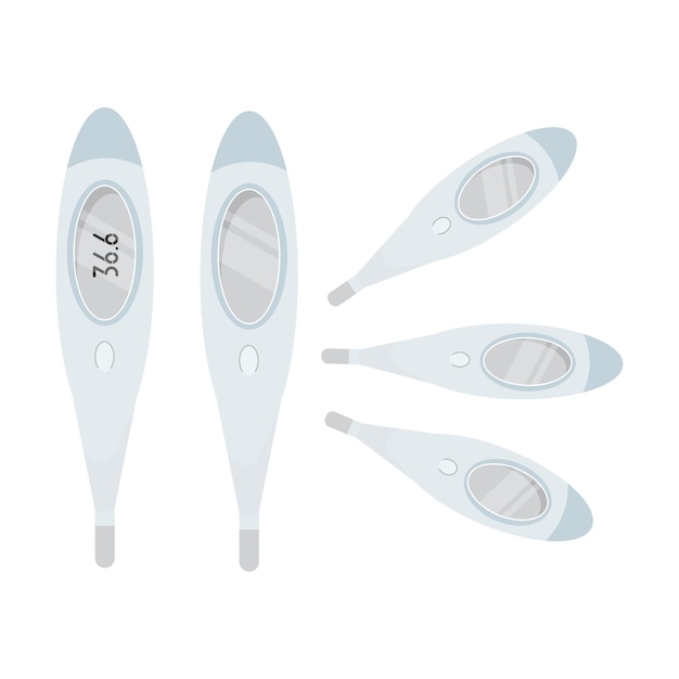 Set of electronic thermometer in different positions