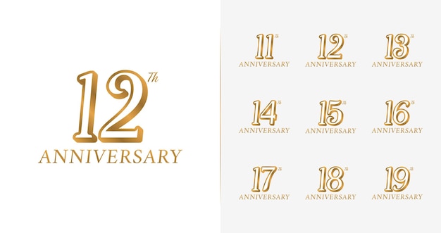 Vector set of elegance anniversary logo for birthday event celebration invitation card and etc