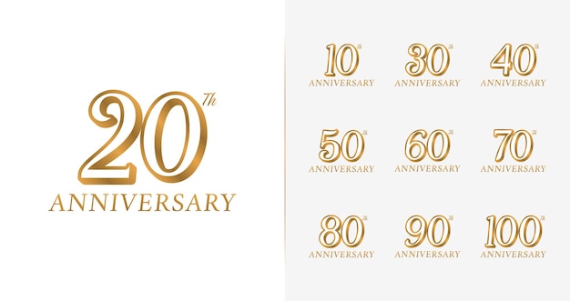 Vector set of elegance anniversary logo for birthday event celebration invitation card and etc